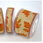 Cinta Yute Estampado Hojas Otoño