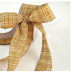 Cinta Poliéster Cuadros Beis Y Rojos 4,3