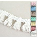 Cinta De Encaje Rosa Salmón Con Flecos 1,7 Cm