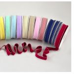 Cinta Rosa Con Costura Blanca De 23Mm