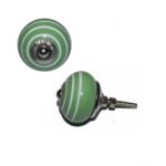 Pomo Cerámica Verde Con Líneas Blancas