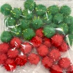 Pompón Rojo Y Verde Metalizado