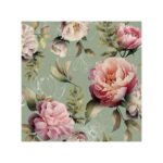 Hoja Servilleta Peonias Fondo Verde