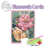 Kit Tarjeta Con Diamantes Flores Rojas Y Amarillas