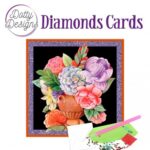 Kit Tarjeta Con Diamantes Jarron Con Flores