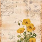 Papel de Arroz 57x33 Cm Botanical Book Flower I