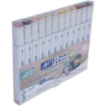 Set 12 rotuladores tonos piel ART FLOW con base alcohol doble punta (bisel 6mm /fino 1mm)