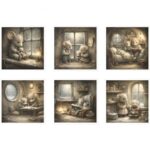 Papel de Arroz set de 6 hojas 14,8x14,8 mod RSM216