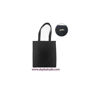 Tote bag de tela de Saco Negra grande con cremallera 38x43