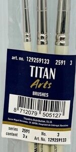 Set 3 pinceles mango corto redondo Titan Arts 4,8,12