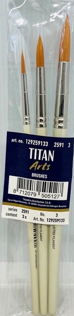 129259133_ba511 Set 3 pinceles mango corto redondo Titan Arts 4,8,12 - Imagen 1