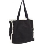 bolso negro con  flecos blanco 35x35x12