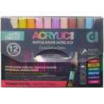 Set de 12 rotuladores acrylic go 4-5 colores pastel