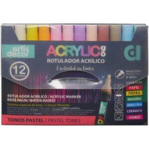 Set de 12 rotuladores acrylic go 4-5 colores pastel