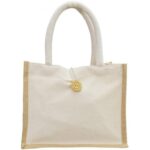 BOLSO CRUDO 100% ALGODON 285GR. BOTON 28X21X12CM. RF22