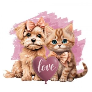 TRANSFER DTF TEXTIL 24x23cm. Puppies Love
