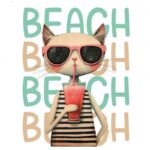TRANSFER DTF TEXTIL 25x30cm. Beach Cat