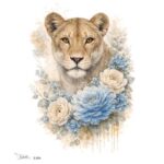 TRANSFER DTF TEXTIL BY SABELLA 25x30cm. S-004 Leona con flores